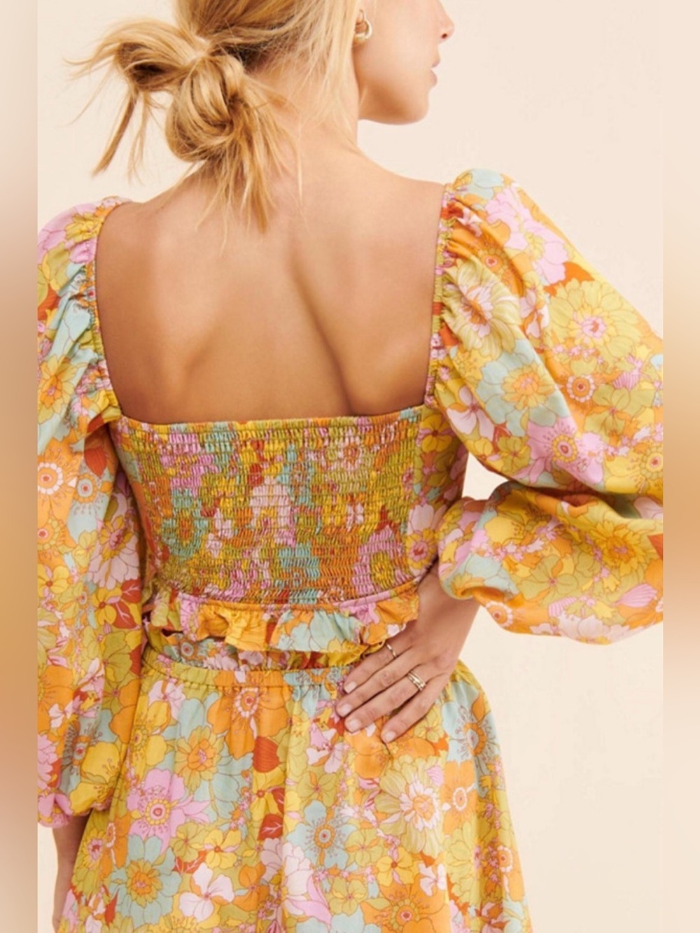 Show Me Your Mumu Jenna Crop Top Skirt Set Groovy Blooms M Boho - Picture 5 of 9